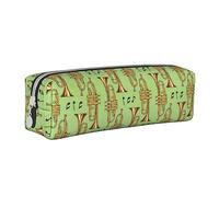 Golden Trombones of Music Notes Pencil Pouch Round Pen Case Portable Pencil Bag Leather Organizer with Zipper Cosmetic Pouch Bag