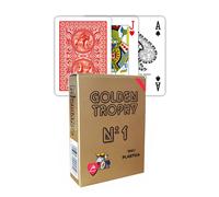 GOLDEN TROPHY RED POKER PLAYING CARDS DECK N1 PLASTIC MODIANO MADE ITALY NEW