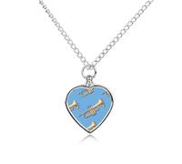 Golden Trumpet Pet Urn Necklace Memorials Funerary Ashes Pendant Heart Silver for Dog Cat Lover