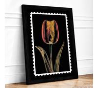 Golden Tulip Botanical Framed Wall Art Print A2 (59.4×42cm) Black, Wall Decor for Living Room, Bedroom, Office & Home, Ready to Hang, Art Gift