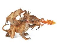 PAPO Fantasy World Gold Two Headed Dragon Toy Figure - Yellow