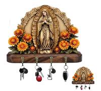 Golden Virgin Mary Key Holder, Christian Wall Mounted Key Holder, 2D Flat Virgin Mary Wall Decor for Entryway or Hallway, legant Wall Art with Purpose (1PC)