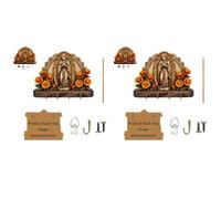 Golden Virgin Mary Key Holder, Elegant Hooks with Purpose, 2D Christian Wall Mounted Farmhouse Key Holder for Wall & Jewelry Rosaries with 4 Antique Copper Hooks, Christian Gifts for Family (2PCS)