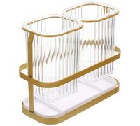 Golden Wall Mount Cutlery Holder with Drip Tray for Kitchen Countertop