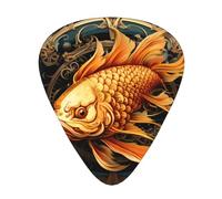 Golden Walleye guitar picks in three different thicknesses, suitable for electric guitar and band players