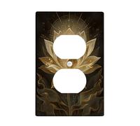 Golden Water Lily Light Switch Cover Plate/Outlet Covers, Elegant Flower Design for Home Decor, Thermoplastic Wall Plates, Standard Size Single Duplex Outlet