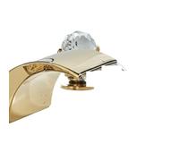 Golden Waterfall Basin Faucet Dual Cristal Handle Widespread Bathroom Sink Mixer Tap Deck Mounted Bathtub Mixers Crane Luxury(Brushed Golden 1)
