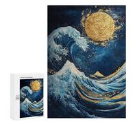 Golden Wave with Mountain And Moon Puzzle 1000 Teile Schwer Puzzle Spielzeug Lernspiel Impossible Herausforderungsspielzeug Für Erwachsene Kinder 300 PCS