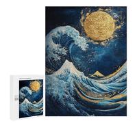 Golden Wave with Mountain And Moon Puzzle 1000 Teile Schwer Puzzle Spielzeug Lernspiel Impossible Herausforderungsspielzeug Für Erwachsene Kinder 500 PCS