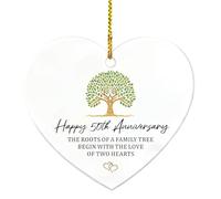 Golden Wedding, 50th Wedding Anniversary Decorations with Family Tree Design Heart Acrylic Hanging Plaque for Parents,Couples Golden Anniversary Keepsake,White Gold Green 7.35cm