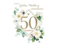 Golden Wedding Anniversary 50 Years Gold Memories Anniversary Contemporary Card ELML067