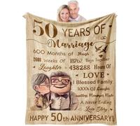 Golden Wedding Anniversary Blanket Gift, 50th Wedding Anniversary Throw Gift for Parents Him Her Wife Husband, Romantic Marriage Gifts for Couple, 50 Years Wedding Decorations Blanket 150X130CM