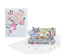 Golden Wedding Anniversary Cards | Pop Up 3D Valentines Mothers Day Birthday Thank You Card (Size 15x20 cm - Happy 50th Anniversary Card)