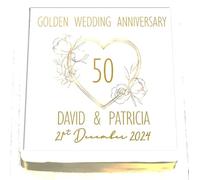 Golden Wedding Cake Topper - Personalised - Edible Icing 7.5" 19cm Square - 50th Wedding Anniversary