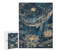 Golden Whale Lotus Art Print Puzzle 1000 Teile Schwer Puzzle Spielzeug Lernspiel Impossible Herausforderungsspielzeug Für Erwachsene Kinder 500 PCS