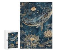 Golden Whale Lotus Art Print Puzzle 1000 Teile Schwer Puzzle Spielzeug Lernspiel Impossible Herausforderungsspielzeug Für Erwachsene Kinder 300 PCS