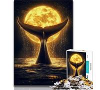 Golden Whale Tail Jigsaw Puzzles for Teenagers 1000 Piece Puzzle,Educational Games Home Decoration Suitable for Desktop Decoration (38x26cm)