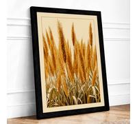 Golden Wheat at Harvest Botanical Framed Wall Art Print A2 (59.4×42cm) Black, Wall Decor for Living Room, Bedroom, Office & Home, Ready to Hang, Art Gift