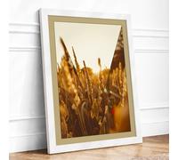 Golden Wheat at Harvest Rustic Framed Wall Art Print A1 (84.1×59.4cm) White, Wall Decor for Living Room, Bedroom, Office & Home, Ready to Hang, Art Gift