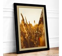 Golden Wheat at Harvest Rustic Framed Wall Art Print A2 Black