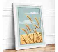 Golden Wheat Field Botanical Framed Wall Art Print A3 (42×29.7cm) White, Wall Decor for Living Room, Bedroom, Office & Home, Ready to Hang, Art Gift