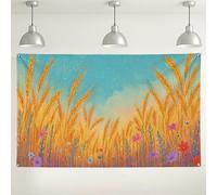 Golden Wheat Field Photography Backdrop, Vintage Rustic Floral Decoration for Events, Indoor/Outdoor Party Supplies, Harvest Season Decoration 71x43 Inch