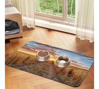 Golden Wheat Field Print Pet Feeding Mat For Dogs & Cats Absorbent Waterproof Dog Food Mat Non-Slip Pet Bowl Placemat Quick Dry Floor Protector Leather Tablecloth