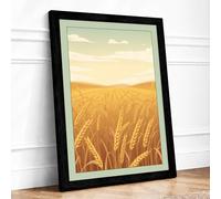 Golden Wheat Field Rustic Framed Wall Art Print A3 (42×29.7cm) Black, Wall Decor for Living Room, Bedroom, Office & Home, Ready to Hang, Art Gift