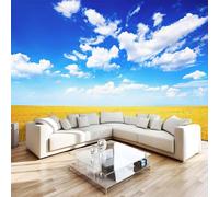 Golden Wheat Fields Photo Wallpaper 59"x42" Rural Scenery 3D Effect Panoramic Wall Murals Non-Woven Wall Paper for Bedroom Living Room TV Backdrop,Easy to Install W-1278