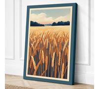 Golden Wheat Fields Rustic Canvas Wall Art Print 24x16 Inch (61 x 41 cm)