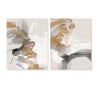 Golden Whispering Haze Canvas Print Boho Wall Decor Set of 2 by Art Remedy, Gallery Wrapped, 20 x 24