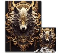 Golden White King Wolf JigsawPuzzle 1000 Pieces for Adults Puzzles for Adults for Mother'S Day Birthdays Christmas 1000 PCS(38x26cm)