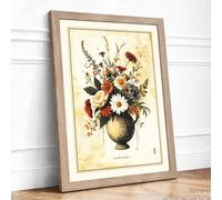 Golden Wildflower Study Botanical Framed Wall Art Print A1 (84.1×59.4cm) Oak, Wall Decor for Living Room, Bedroom, Office & Home, Ready to Hang, Art Gift
