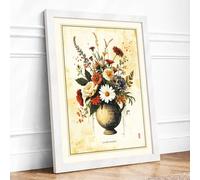 Golden Wildflower Study Botanical Framed Wall Art Print A1 (84.1×59.4cm) White, Wall Decor for Living Room, Bedroom, Office & Home, Ready to Hang, Art Gift