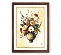 Golden Wildflower Study Botanical Framed Wall Art Print A3 (42×29.7cm) Walnut, Wall Decor for Living Room, Bedroom, Office & Home, Ready to Hang, Art Gift
