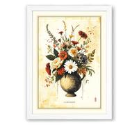 Golden Wildflower Study Botanical Framed Wall Art Print A3 (42×29.7cm) White, Wall Decor for Living Room, Bedroom, Office & Home, Ready to Hang, Art Gift
