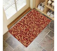Golden Willow Door Mats Indoor, Machine Washable Soft Doormats, Dirt Trapper Door Mat, Absorbent Entrance Rug, Hand-Painted Plants Non-Slip Floor Mats For Inside (50 X 80 Cm, Deep Red)