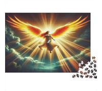 Golden Winged Angel Impossible Puzzle 1000 Pieces Divine Sun Rays Premium Cardboard Interlocking Pieces For Advanced Puzzlers 70x50cm/1000pcs