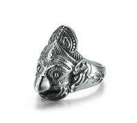 Golden Winged Bird Stainless Steel Ring, Hindu Garuda Titanium Steel Eagle Face Retro Personalized Ring