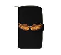 Golden Wings PU Leather Wallet Cloth with 12 Card Holder Handbag Long Clutch for Men Women