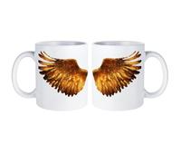 Golden Wings White Coffee Mug with Handle Cute Ceramic Cup Gift for Tea Coffee Home Work