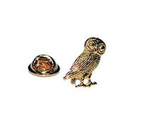 Golden Wise Owl of Athena Bird Pewter Lapel Pin Badge XWTP008