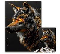 Golden Wolf Art Jigsaw Puzzles for Adults 1000 Piece Jigsaw Puzzles for Adults Challenging Brain Teaser for Teenagers Family Fun Interactive Game 1000 PCS(38x26cm)