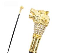 Golden Wolf Head Cane with Rhinestones - 3 Detachable Sections, Sturdy Support for Seniors & Stylish Prop for Cosplay, Easy to Carry & Store