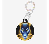 Golden Wolf Head Dog Tags Round Pet Tag,Acrylic Pet ID Tags Durable and Stylish,Perfect for Small to Large Pets