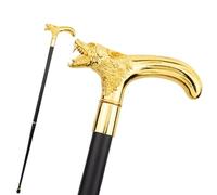 Golden Wolf Head Walking Cane Fashion Decorative Walking, Stick Gentleman Elegant Cosplay for Adults and Kids 36.02in