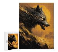 Golden Wolf Roar - Displayable Picture Puzzle, 500 PCS, Festive Gift for Adults - with A Decorative Finish