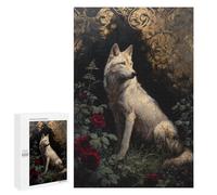 Golden Wolf with Red Roses Puzzle 1000 Teile Schwer Puzzle Spielzeug Lernspiel Impossible Herausforderungsspielzeug Für Erwachsene Kinder 1000 PCS