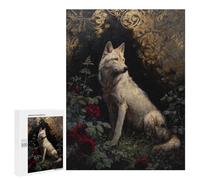 Golden Wolf with Red Roses Puzzle 1000 Teile Schwer Puzzle Spielzeug Lernspiel Impossible Herausforderungsspielzeug Für Erwachsene Kinder 500 PCS