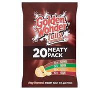 Golden Wonder Crisps - Fully Flavoured Potato Crisps Variety Pack - Classic & Meaty Snack Selection - 20 x 25g Multipack - Party, Picnic & Sharing Packs (Meaty Bags)